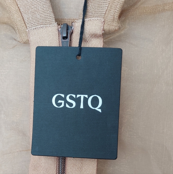 GSTQ Sheer Metallic Gold Bomber Jacket Women's Size 3X NWT - Picture 7 of 16